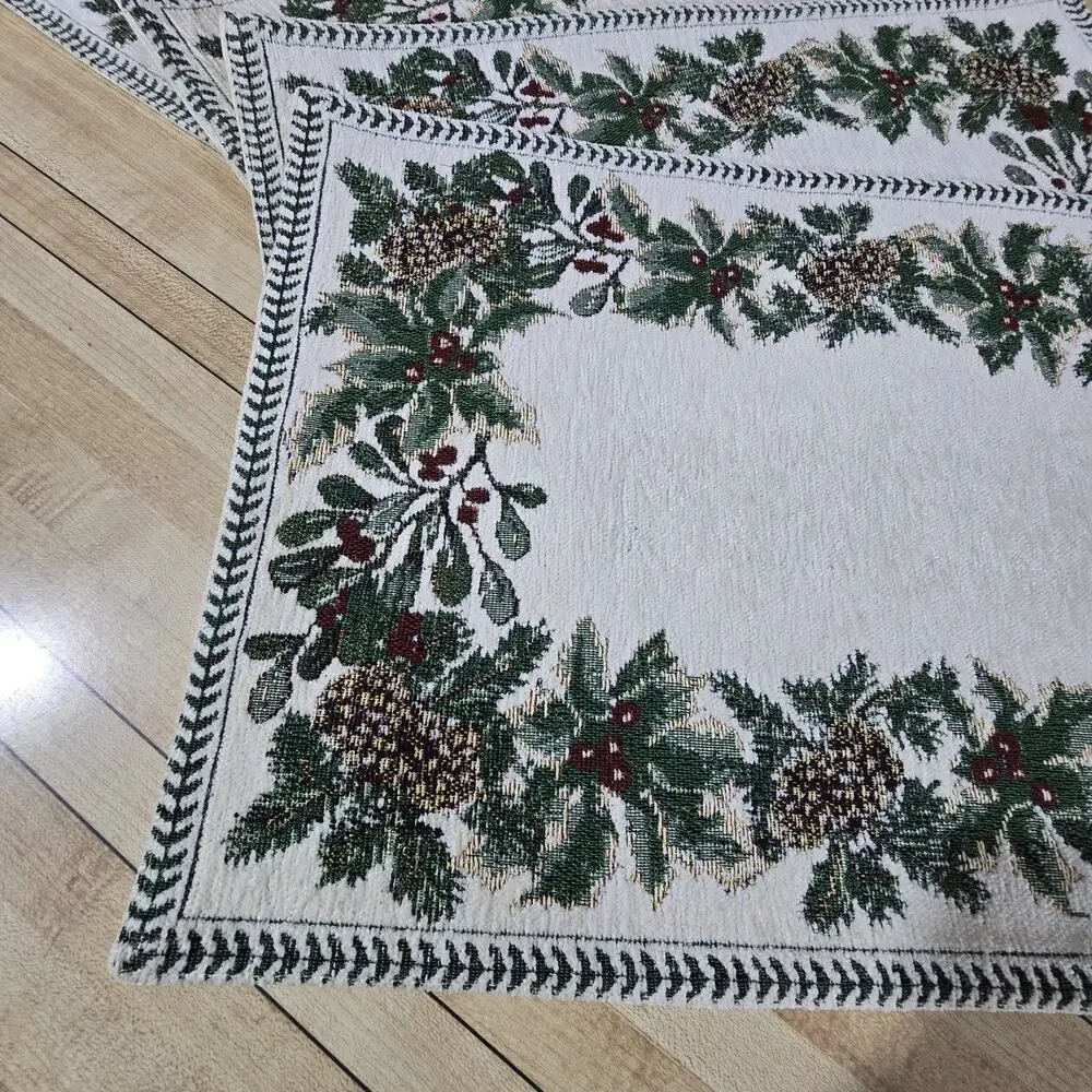 Vtg Set‎ 4 Tapestry Holiday Placemats 13